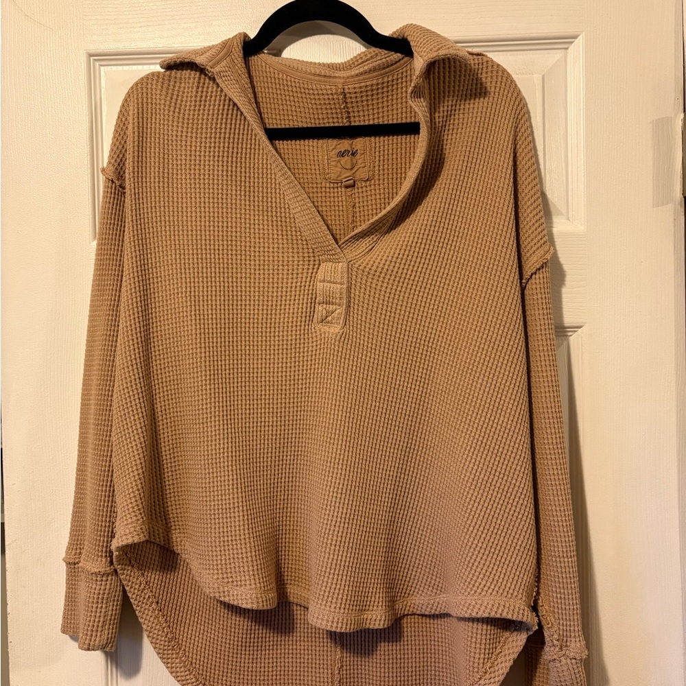 Tan Waffle Knit Pullover
